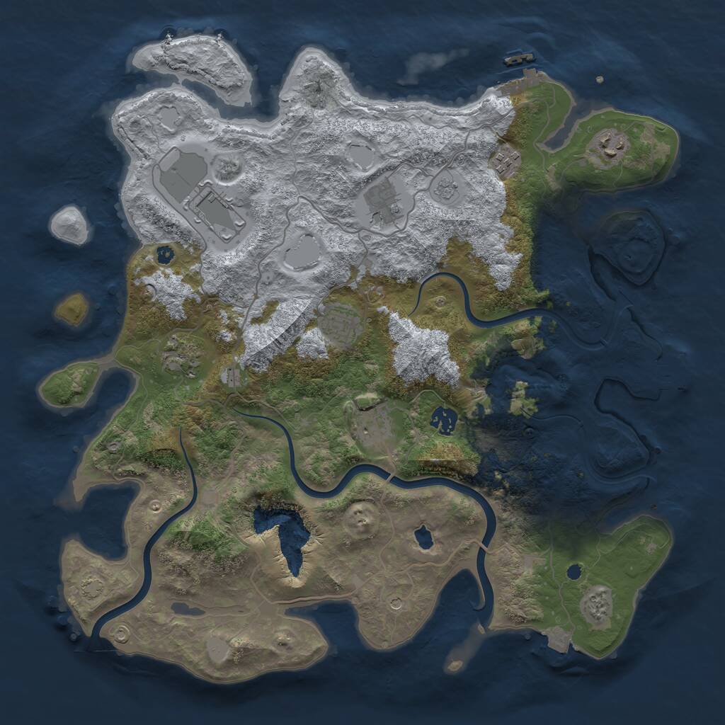 Rust Map: Procedural Map, Size: 4000, Seed: 12664, 14 Monuments