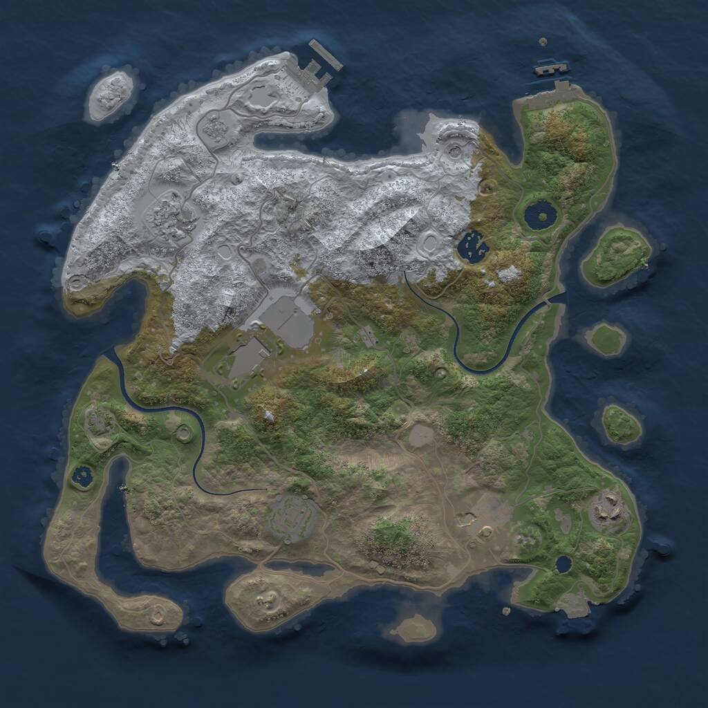 Rust Map: Procedural Map, Size: 3500, Seed: 292465344, 12 Monuments