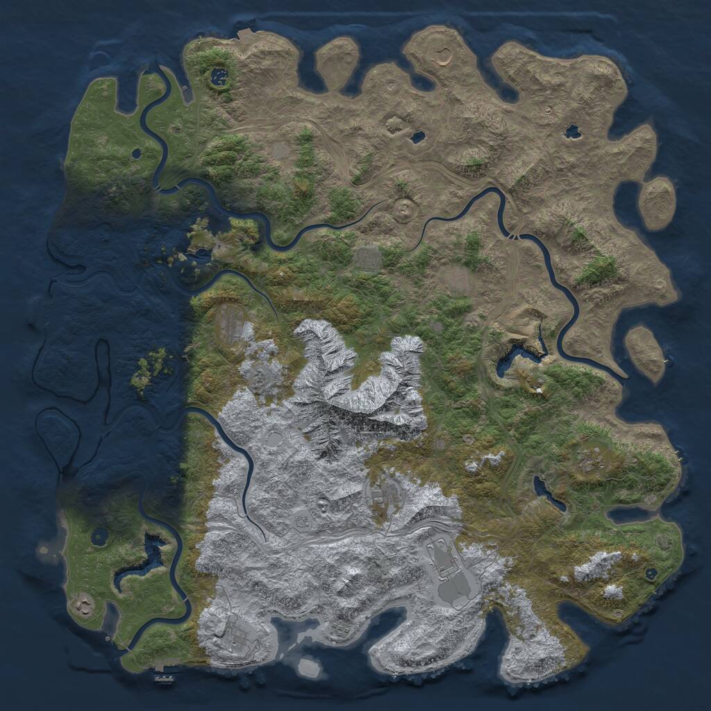Rust Map: Procedural Map, Size: 6000, Seed: 157846251, 17 Monuments