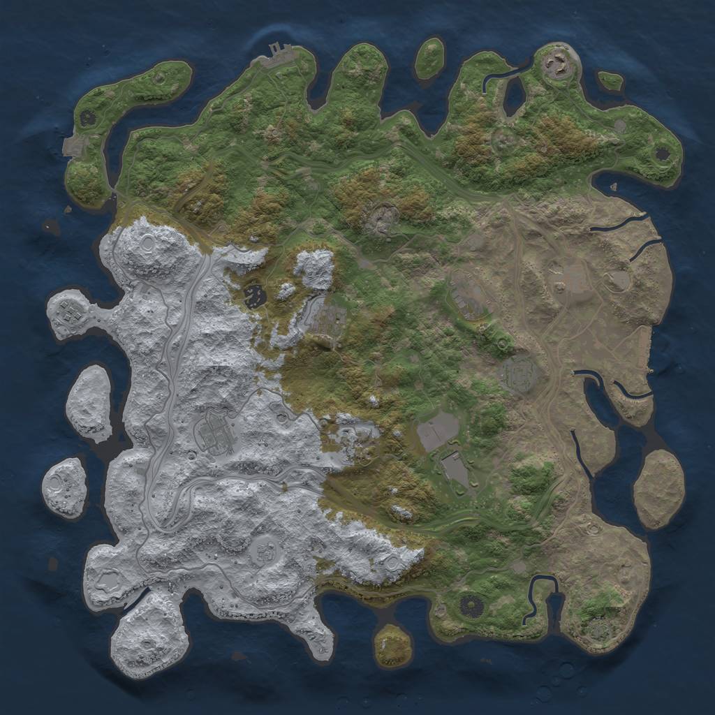 Rust Map: Procedural Map, Size: 4500, Seed: 9888, 18 Monuments