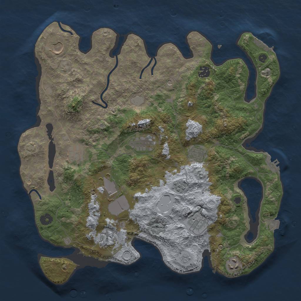 Rust Map: Procedural Map, Size: 3750, Seed: 35226401, 18 Monuments