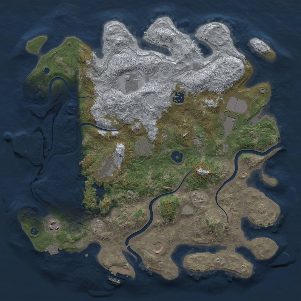 Rust Map: Procedural Map, Size: 3900, Seed: 386143461, 15 Monuments