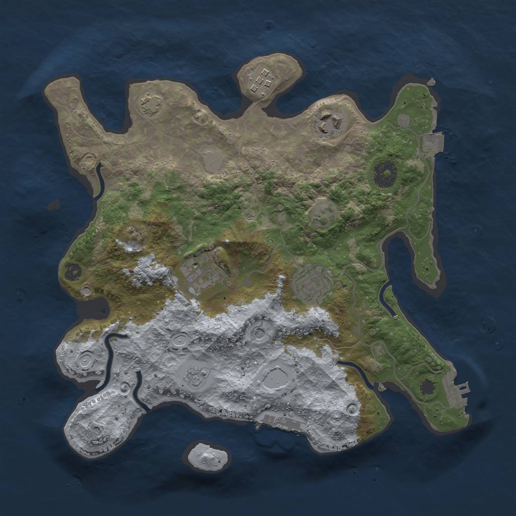 Rust Map: Procedural Map, Size: 3000, Seed: 43853099, 12 Monuments