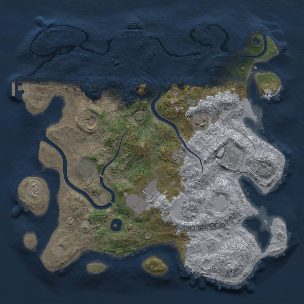 Rust Map: Procedural Map, Size: 3700, Seed: 985729, 13 Monuments