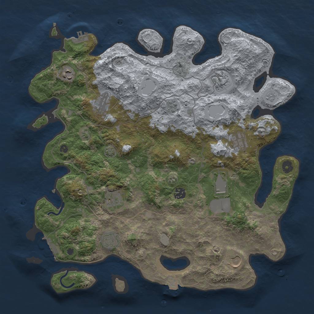 Rust Map: Procedural Map, Size: 4000, Seed: 628675567, 18 Monuments