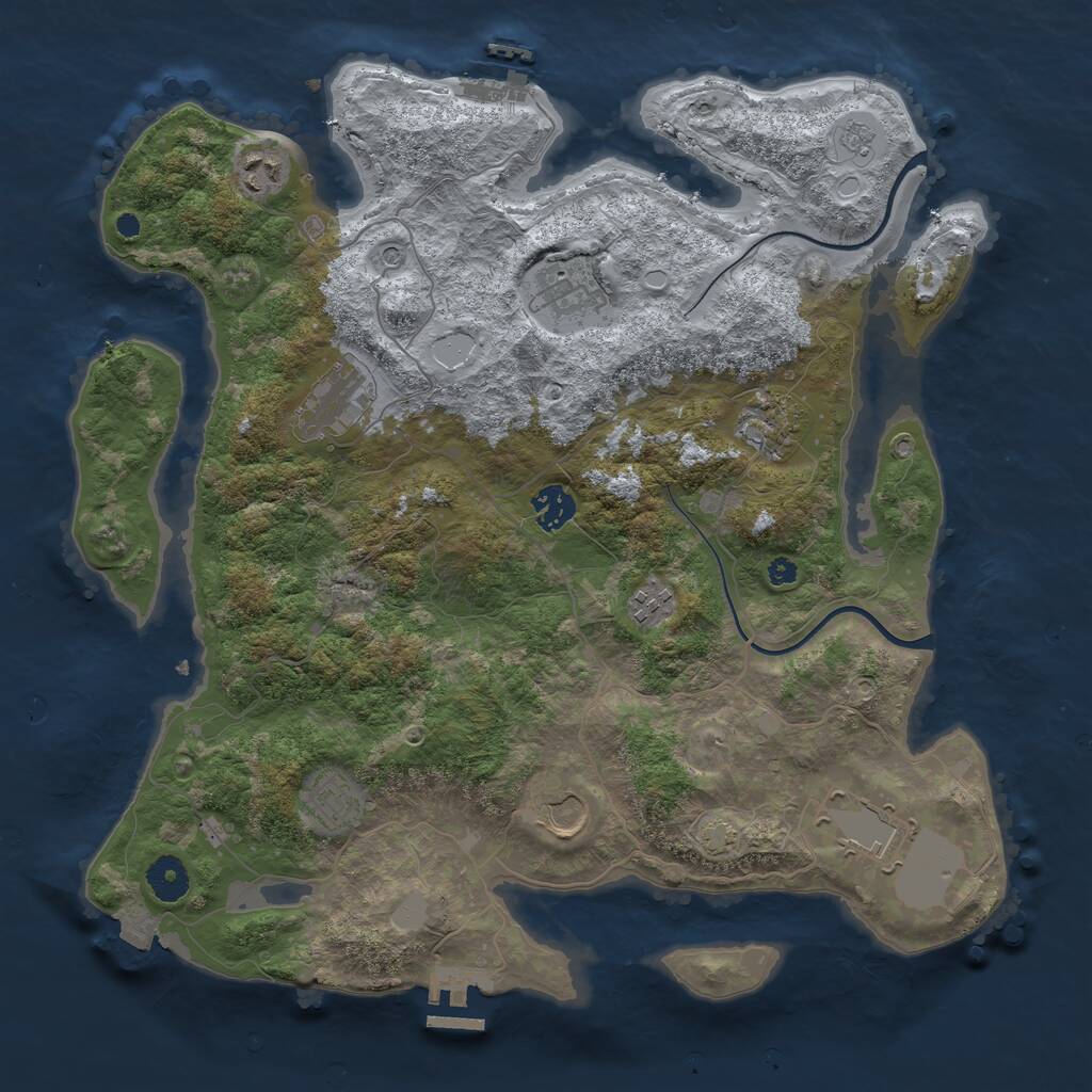 Rust Map: Procedural Map, Size: 3800, Seed: 14028887, 15 Monuments