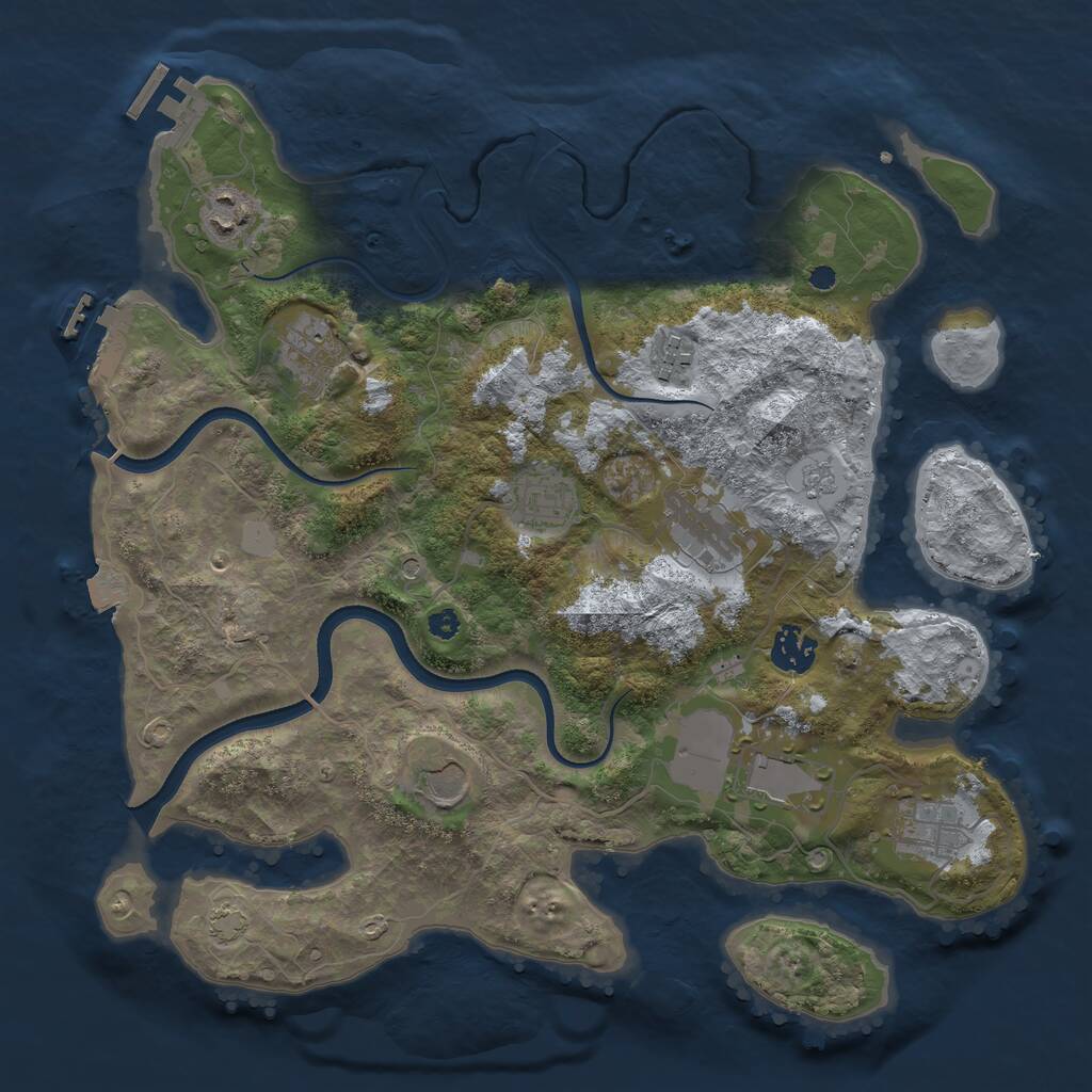 Rust Map: Procedural Map, Size: 3550, Seed: 51641310, 15 Monuments
