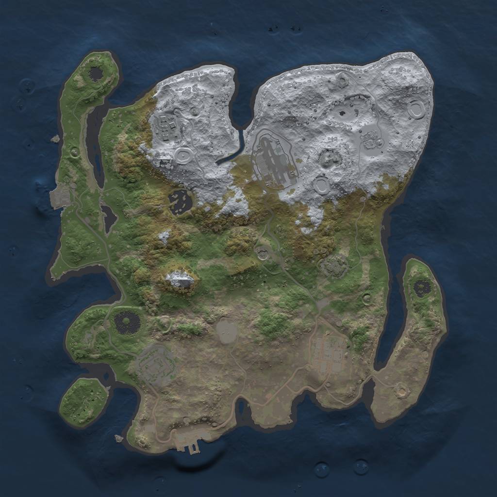 Rust Map: Procedural Map, Size: 3000, Seed: 932397440, 12 Monuments