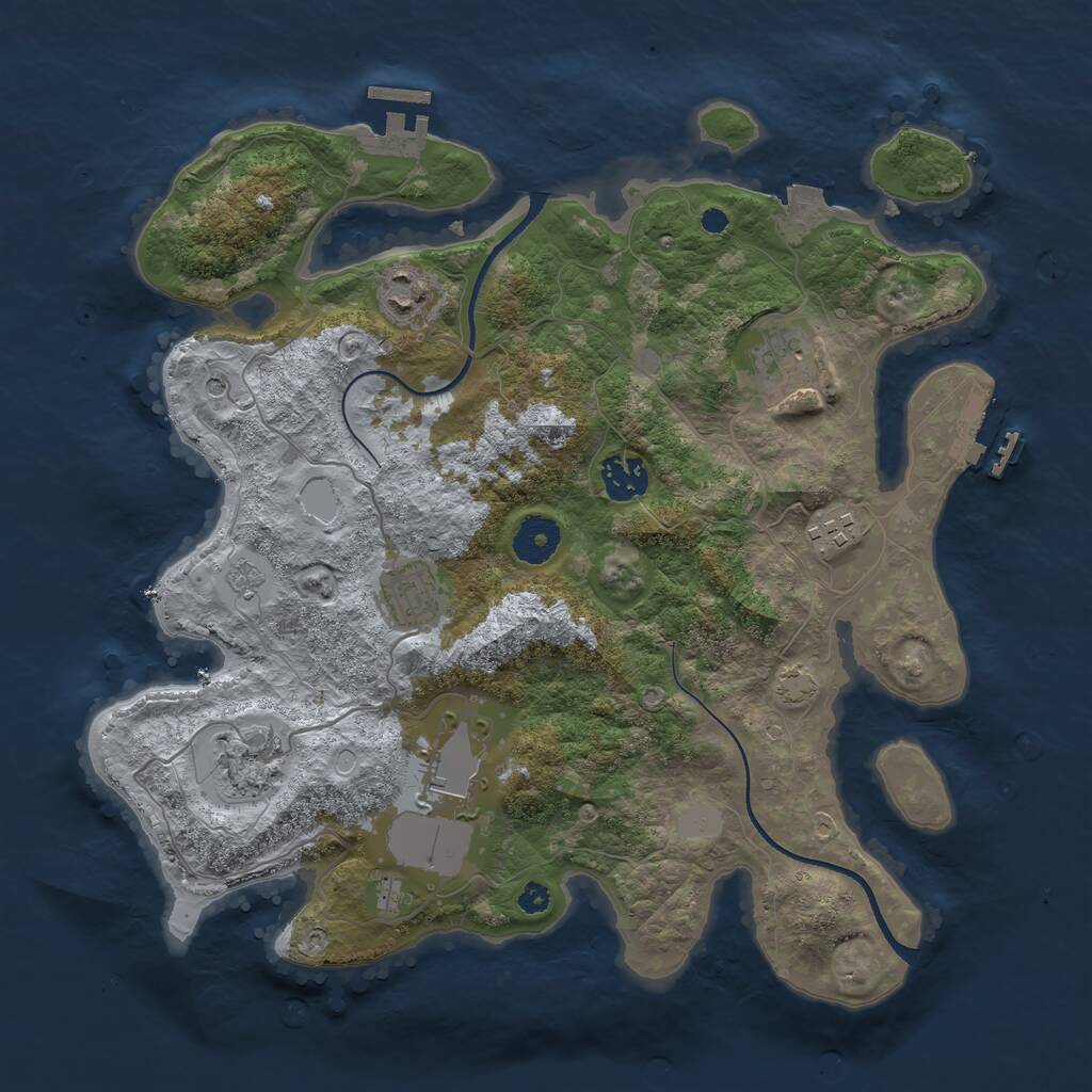 Rust Map: Procedural Map, Size: 3500, Seed: 250916245, 13 Monuments