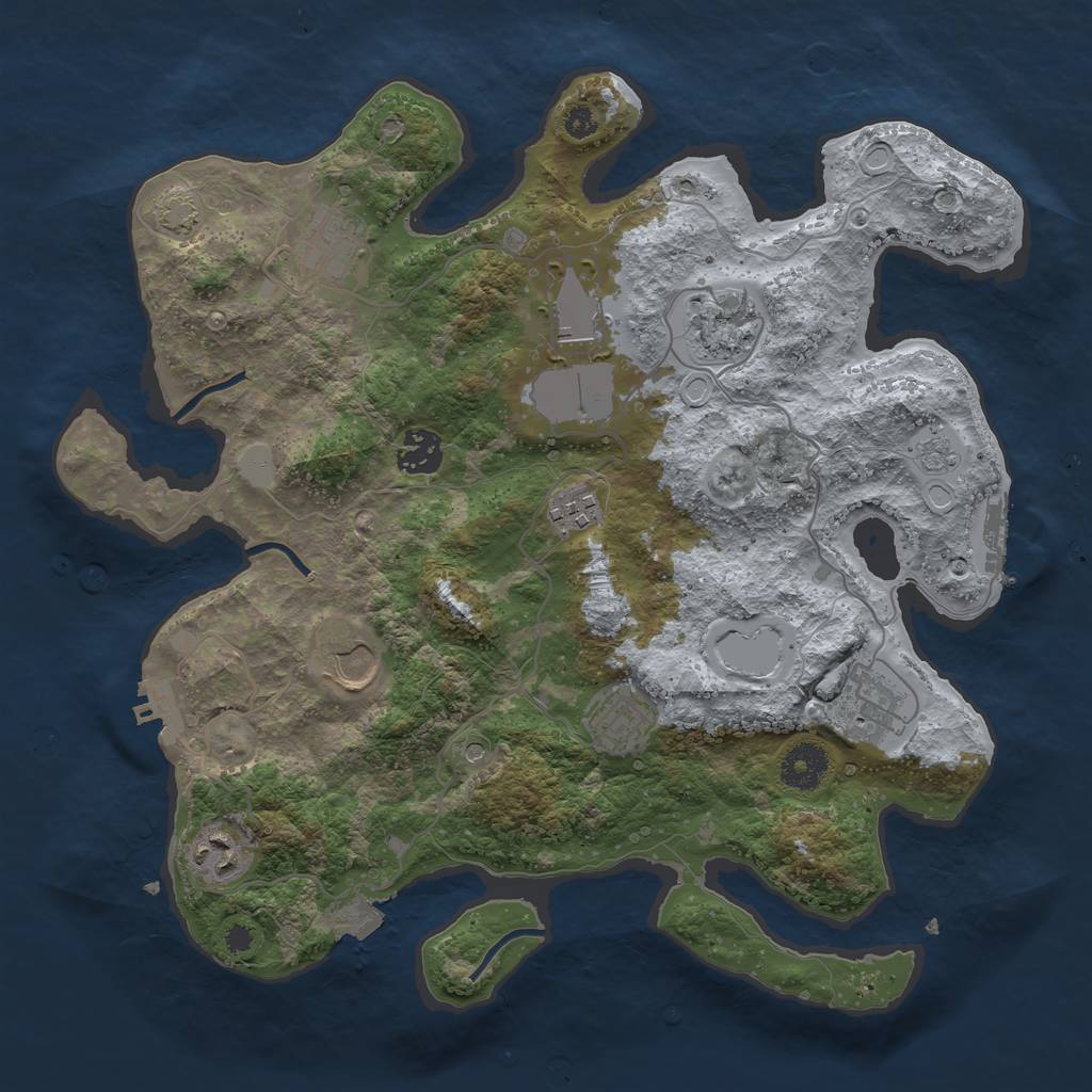 Rust Map: Procedural Map, Size: 3500, Seed: 809832957, 17 Monuments