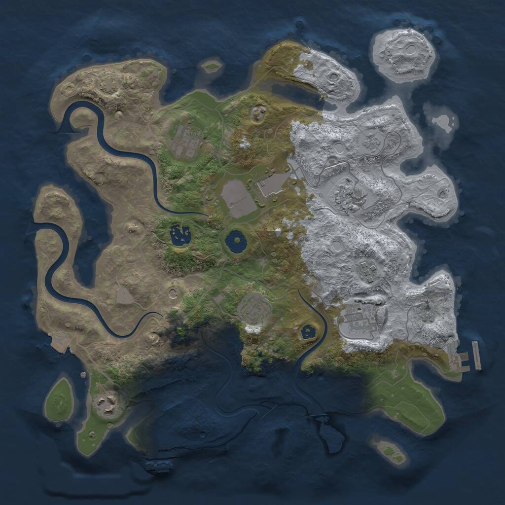 Rust Map: Procedural Map, Size: 3500, Seed: 847246, 14 Monuments