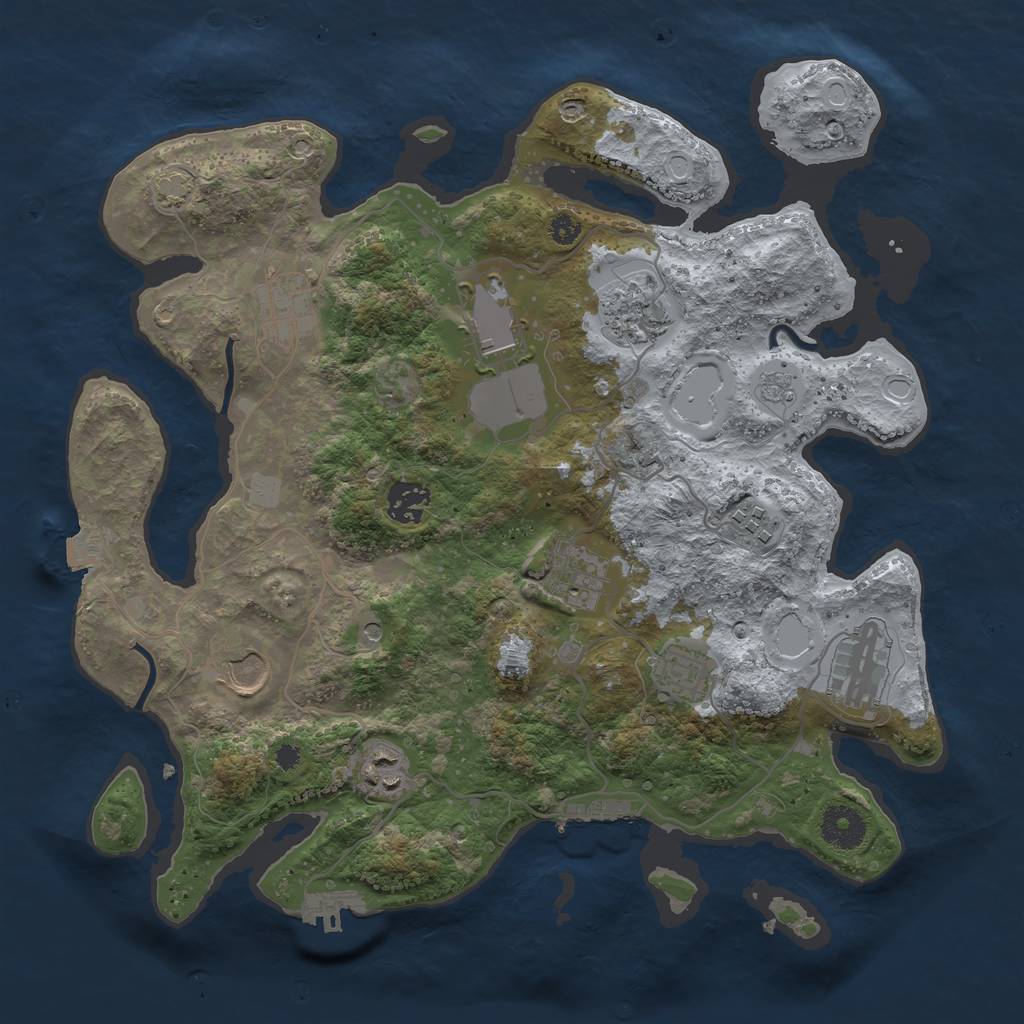 Rust Map: Procedural Map, Size: 3500, Seed: 847246, 18 Monuments