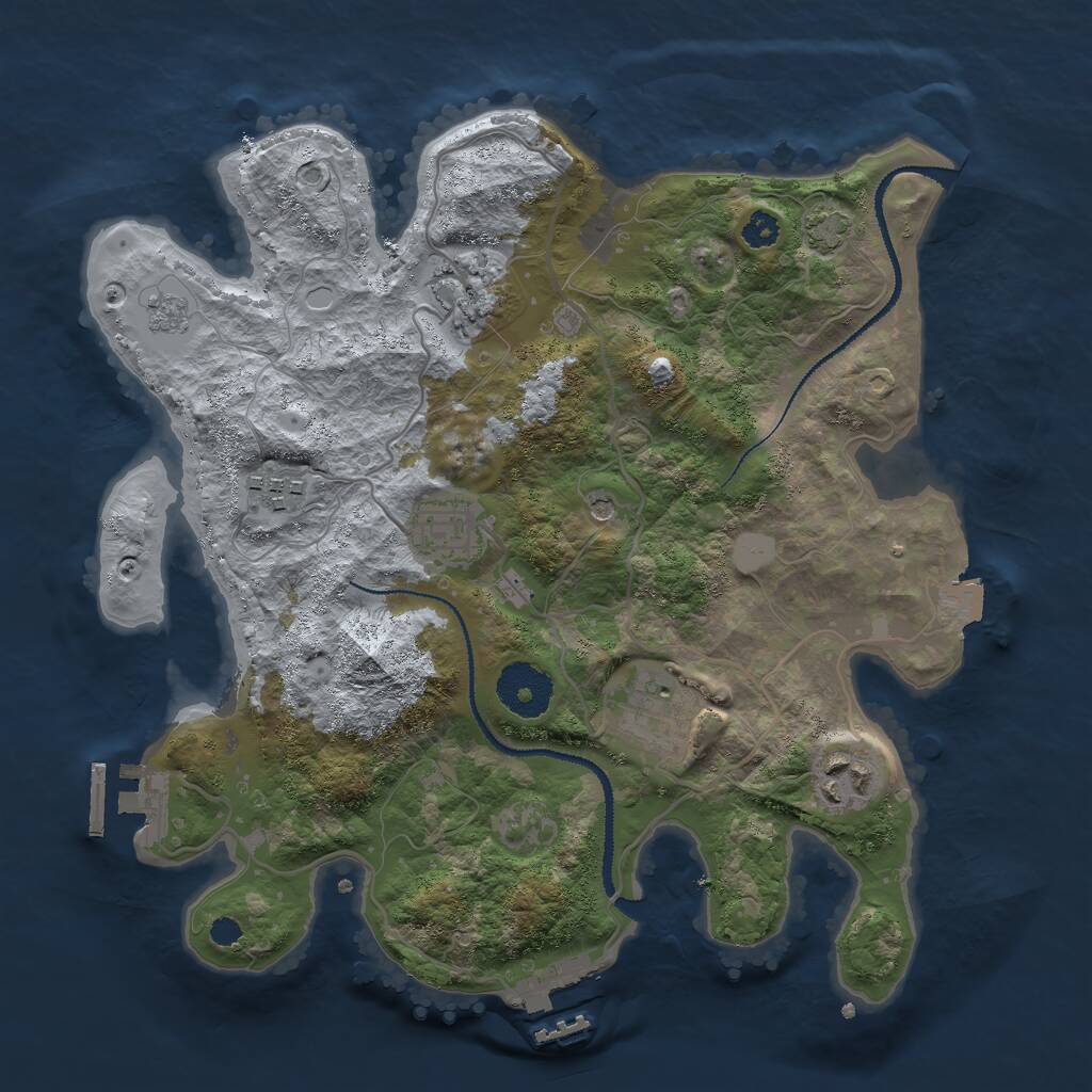 Rust Map: Procedural Map, Size: 3000, Seed: 3588, 11 Monuments