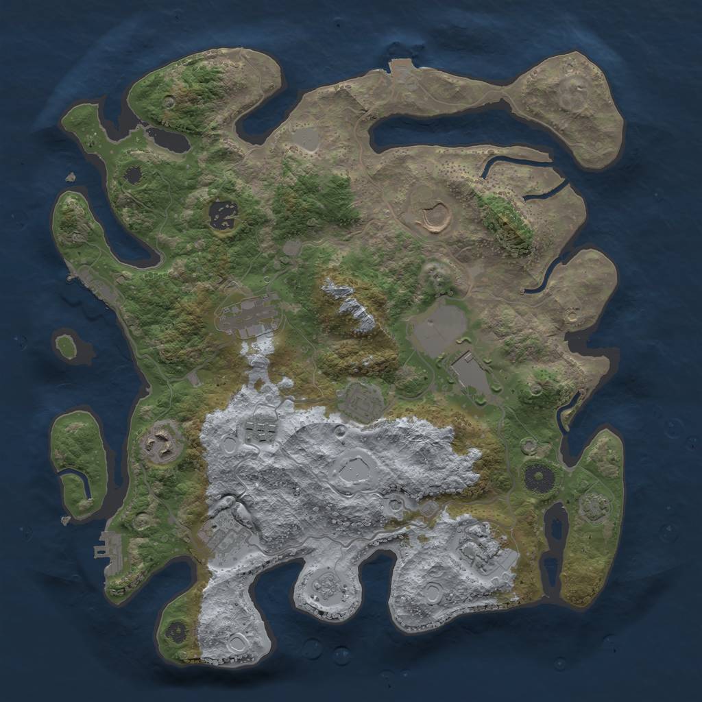 Rust Map: Procedural Map, Size: 3500, Seed: 876431, 17 Monuments