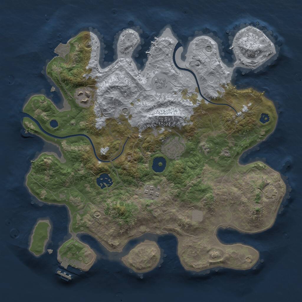 Rust Map: Procedural Map, Size: 3000, Seed: 1155216085, 9 Monuments