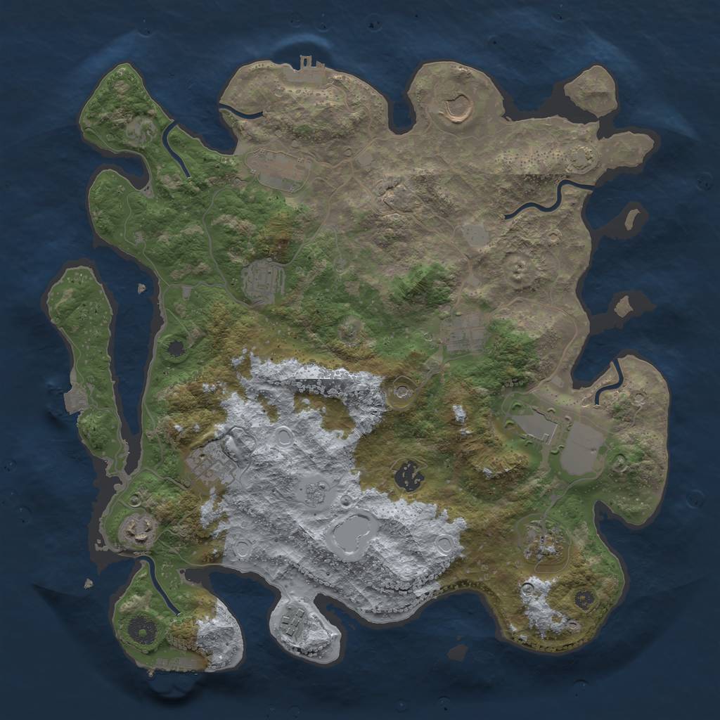 Rust Map: Procedural Map, Size: 3800, Seed: 1645184445, 18 Monuments