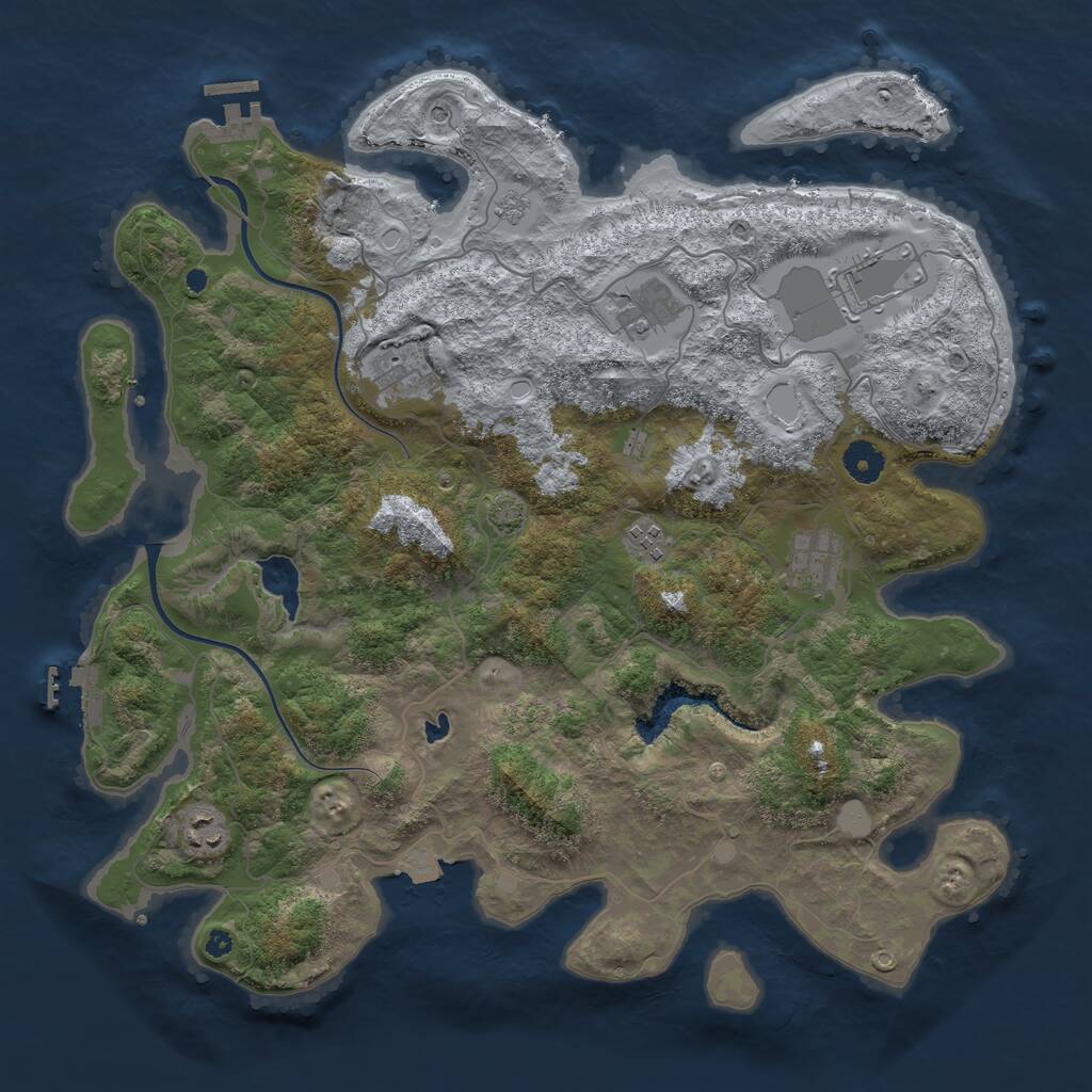 Rust Map: Procedural Map, Size: 4000, Seed: 1039061600, 12 Monuments
