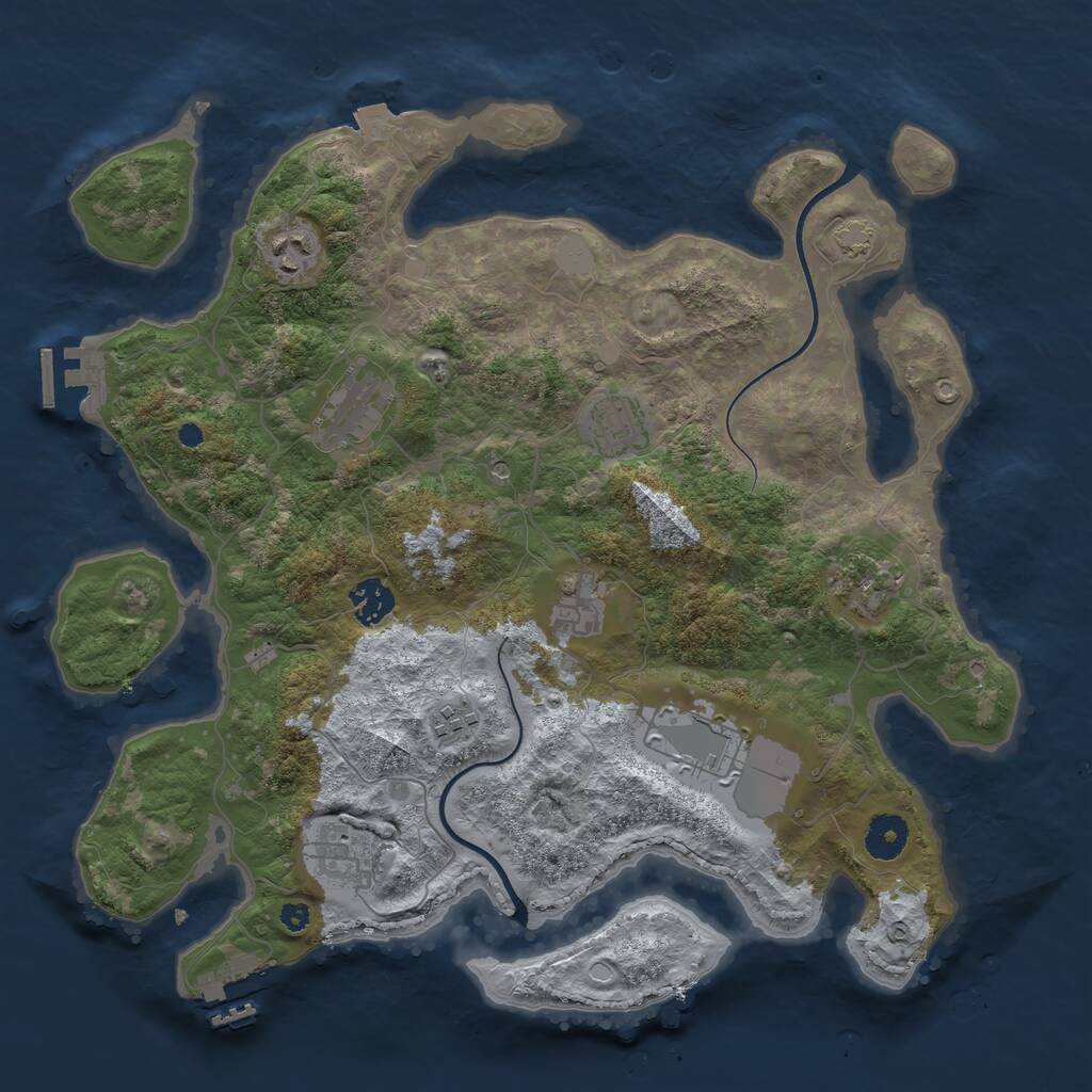 Rust Map: Procedural Map, Size: 3700, Seed: 1058312515, 14 Monuments