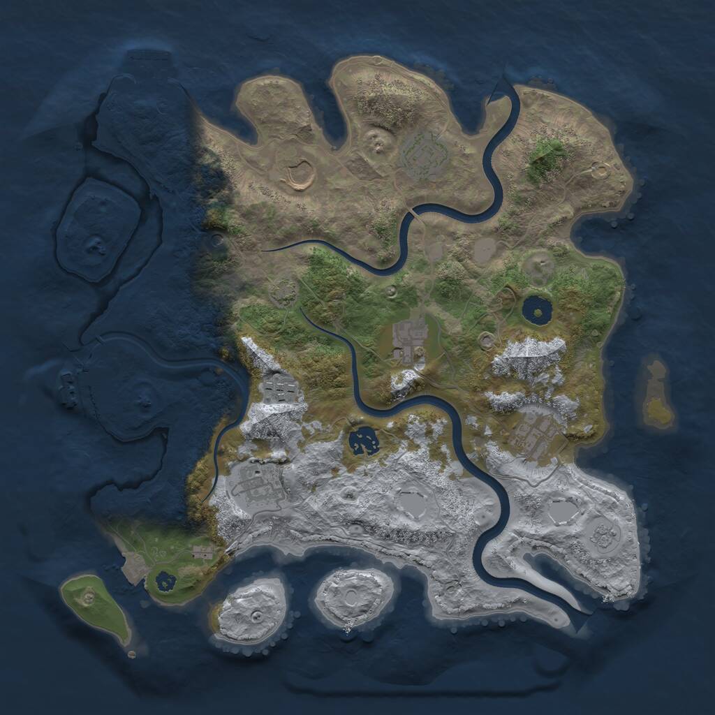 Rust Map: Procedural Map, Size: 3600, Seed: 92159016, 13 Monuments