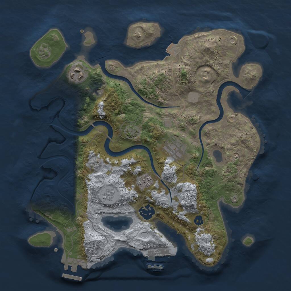 Rust Map: Procedural Map, Size: 3000, Seed: 1833863336, 10 Monuments