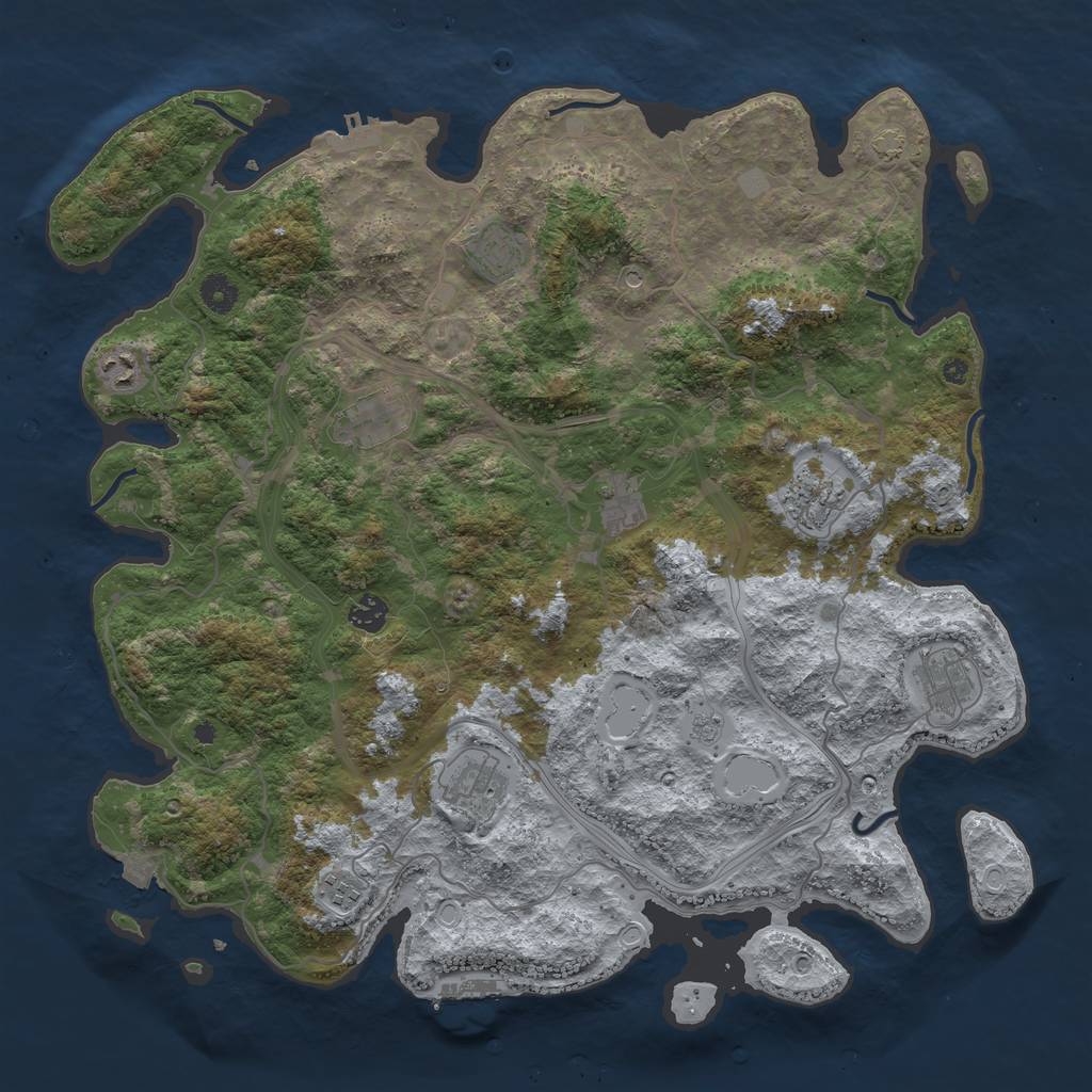Rust Map: Procedural Map, Size: 4300, Seed: 57958053, 17 Monuments