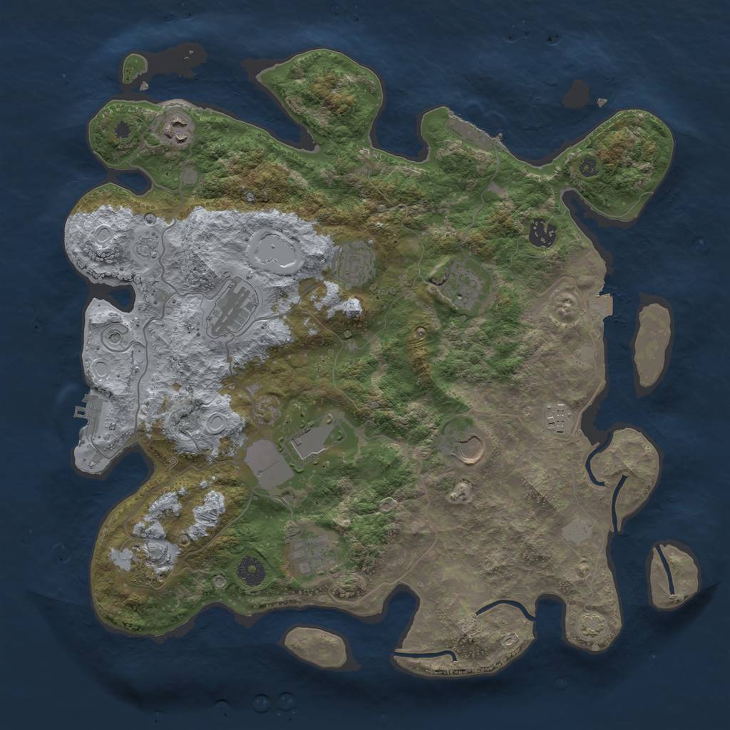 Rust Map: Procedural Map, Size: 3850, Seed: 1679451, 18 Monuments