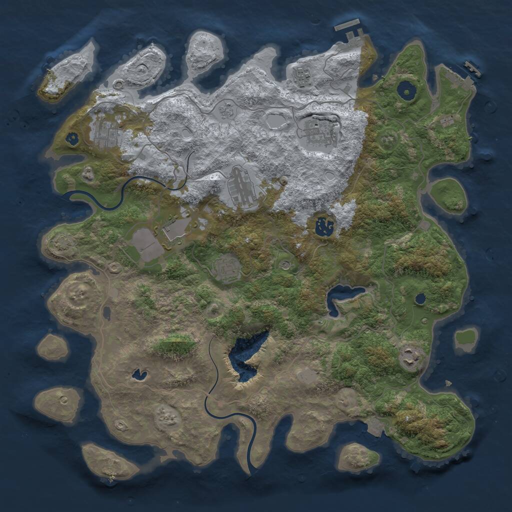 Rust Map: Procedural Map, Size: 4000, Seed: 1230426325, 14 Monuments