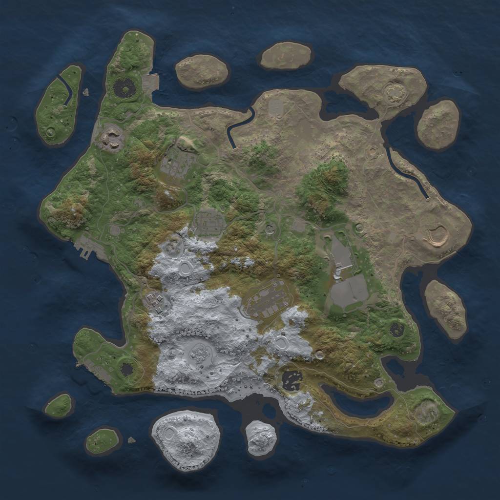 Rust Map: Procedural Map, Size: 3500, Seed: 25775203, 16 Monuments