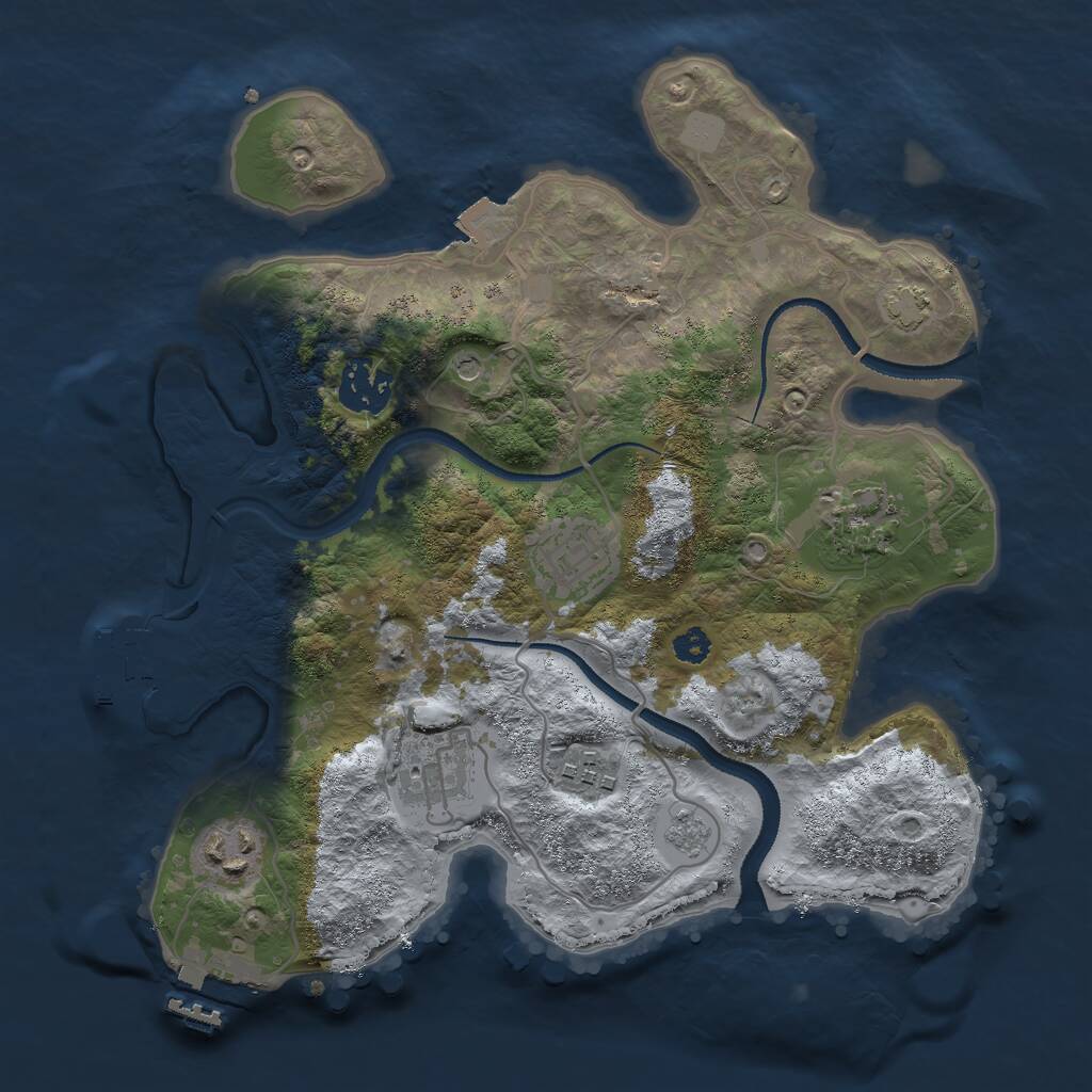 Rust Map: Procedural Map, Size: 3000, Seed: 44444, 12 Monuments
