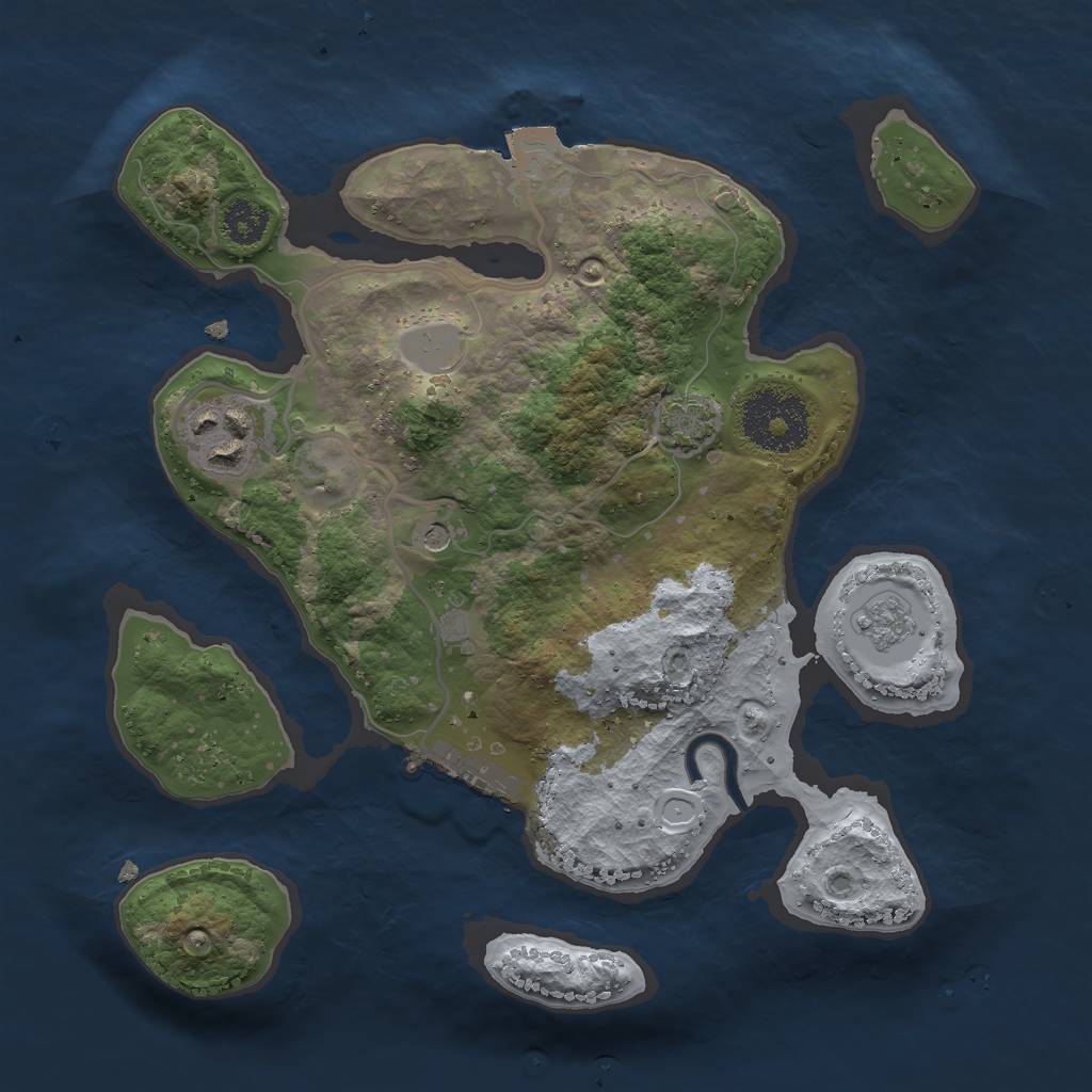 Rust Map: Procedural Map, Size: 2500, Seed: 1884, 8 Monuments