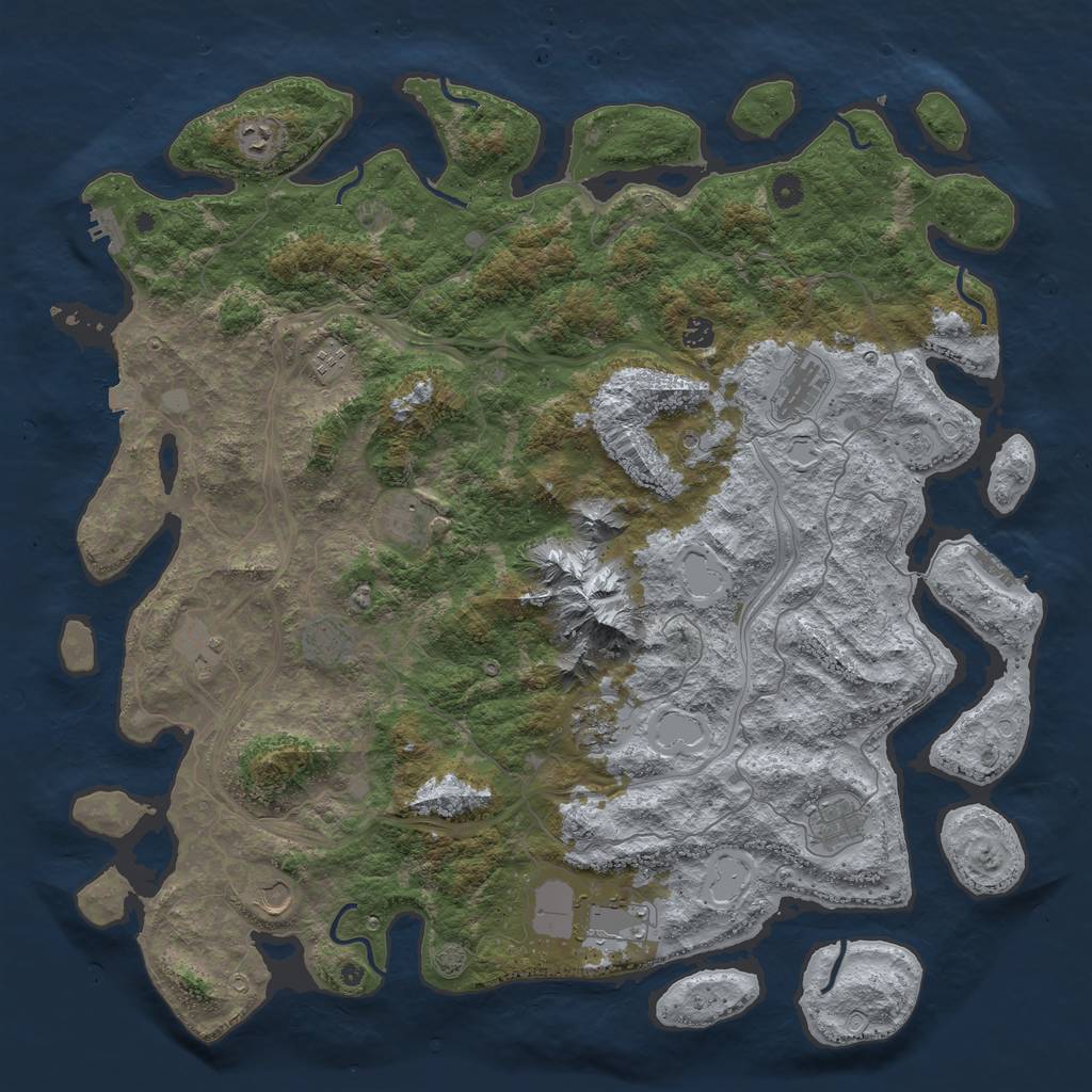 Rust Map: Procedural Map, Size: 5000, Seed: 230697, 19 Monuments