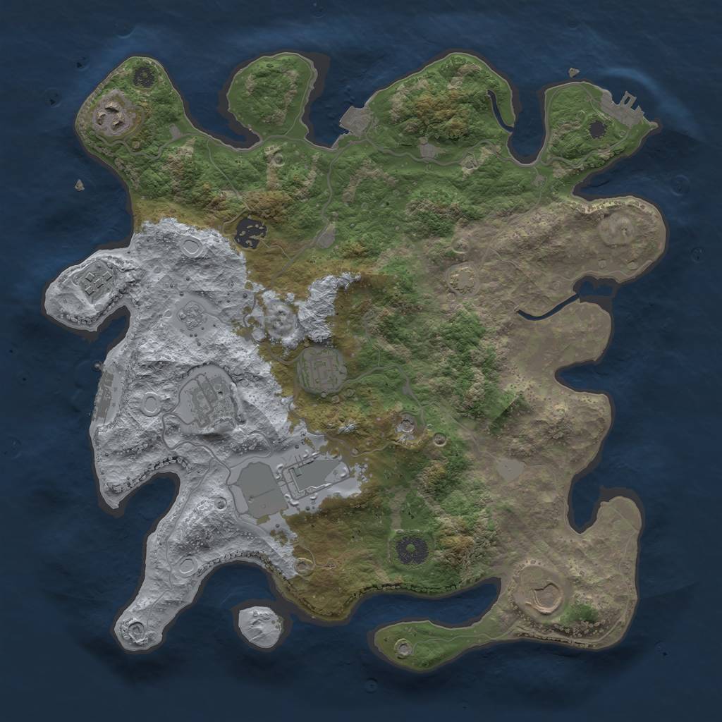 Rust Map: Procedural Map, Size: 3500, Seed: 33013242, 15 Monuments