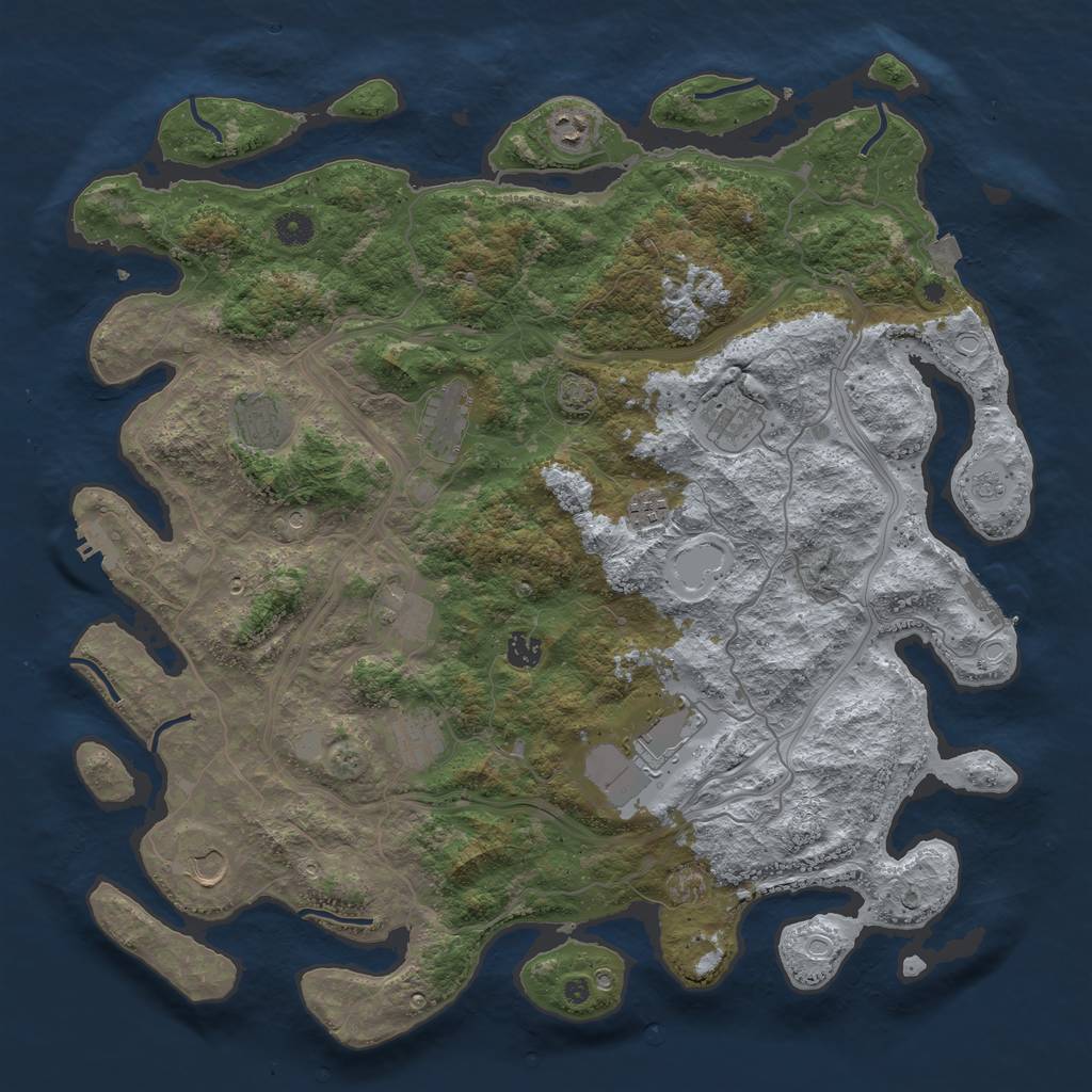 Rust Map: Procedural Map, Size: 4500, Seed: 368251877, 18 Monuments
