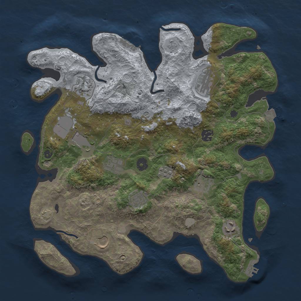 Rust Map: Procedural Map, Size: 3650, Seed: 66978589, 18 Monuments