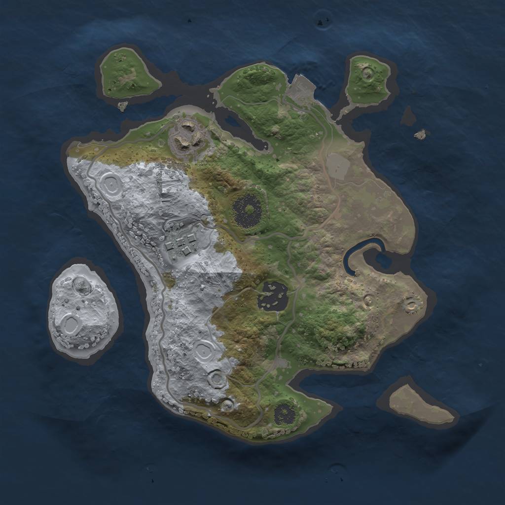 Rust Map: Procedural Map, Size: 2400, Seed: 694205902, 6 Monuments