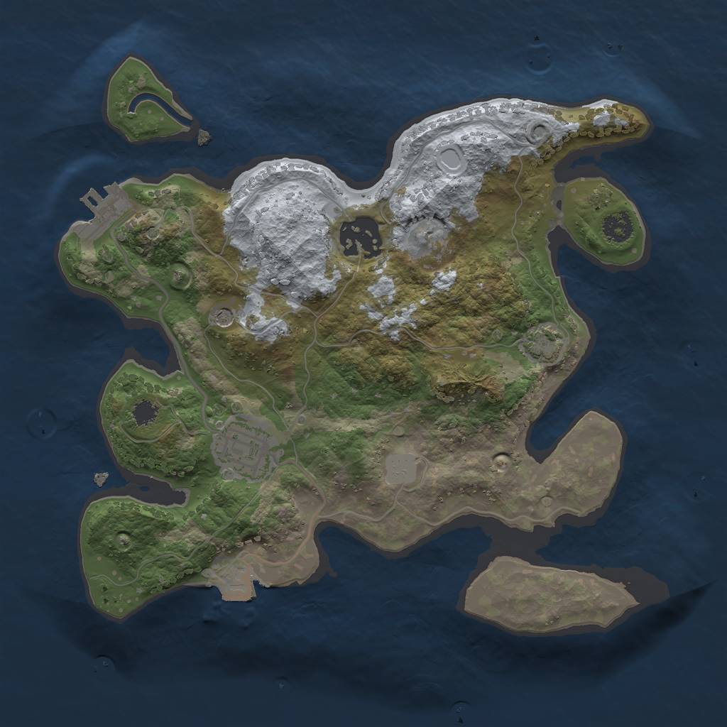 Rust Map: Procedural Map, Size: 2500, Seed: 2054476961, 8 Monuments