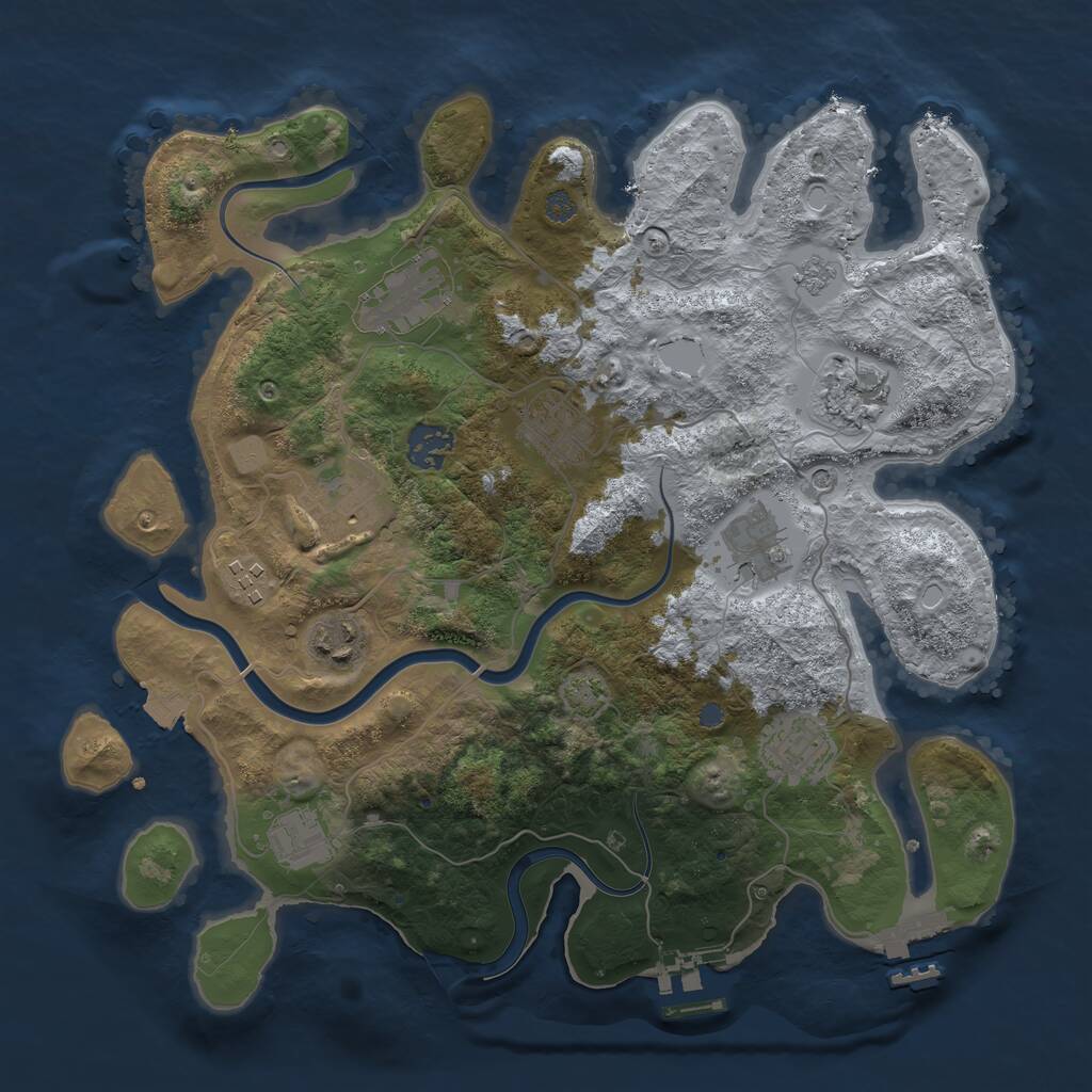 Rust Map: Procedural Map, Size: 3450, Seed: 65826190, 17 Monuments