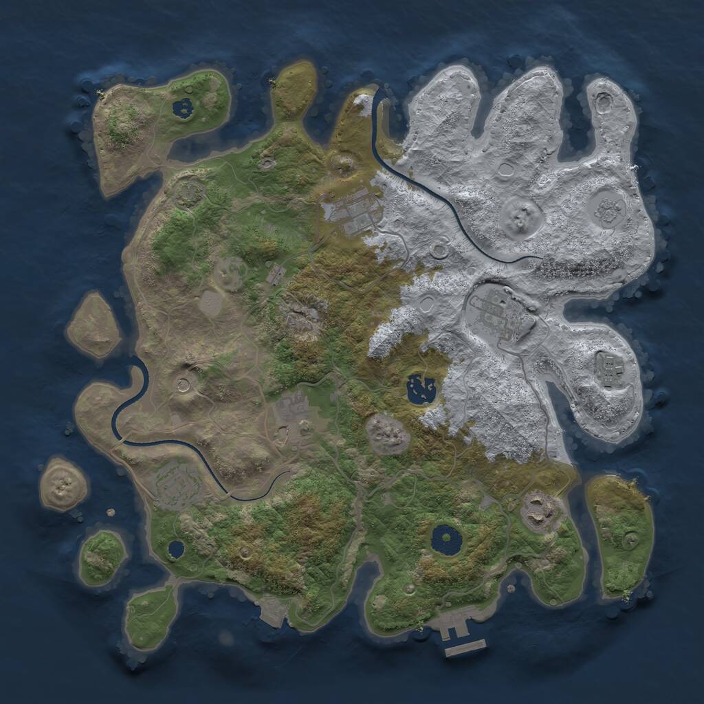 Rust Map: Procedural Map, Size: 3450, Seed: 65826190, 12 Monuments