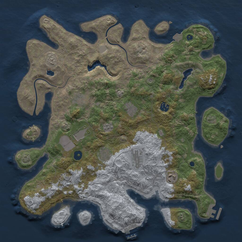 Rust Map: Procedural Map, Size: 4000, Seed: 1073084124, 15 Monuments