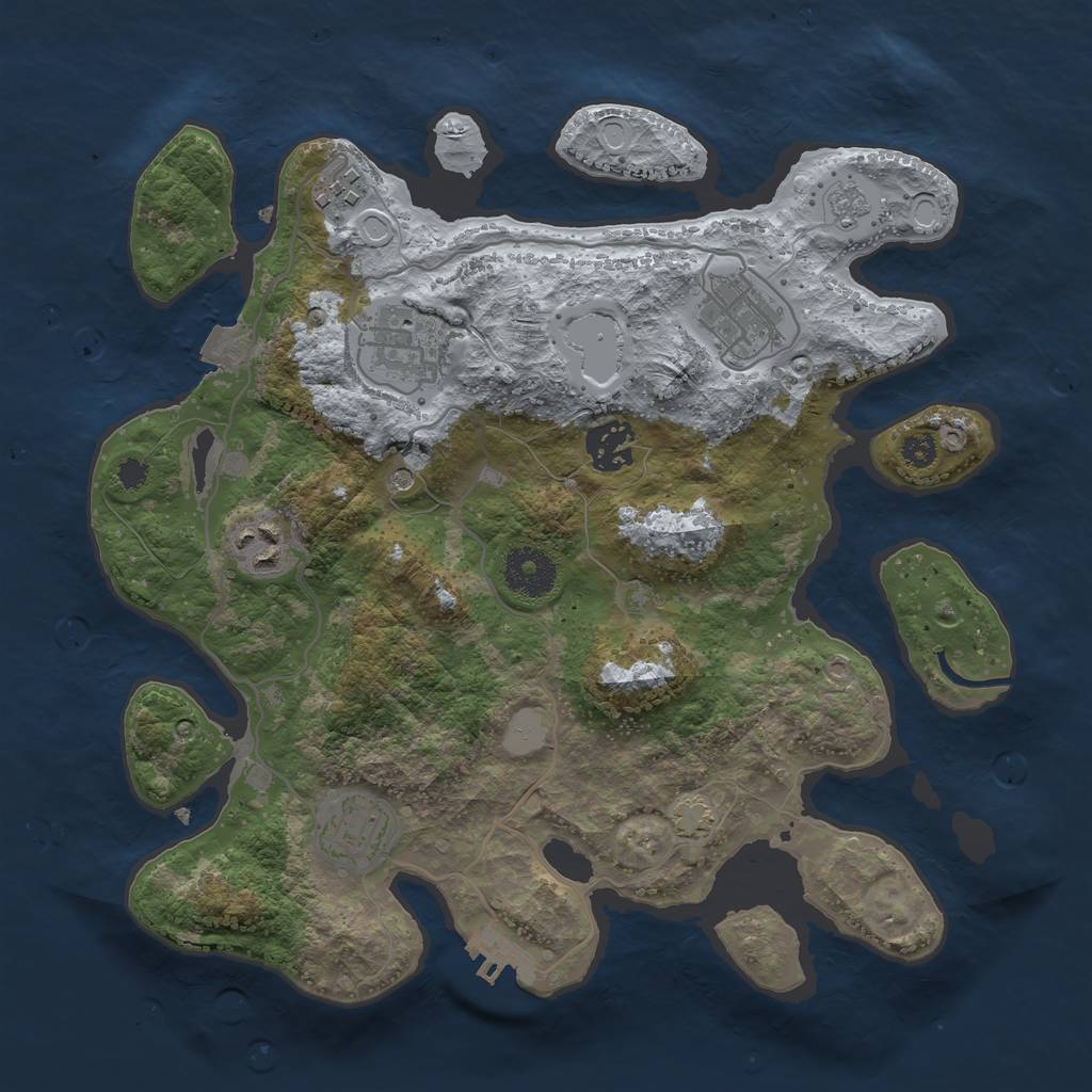 Rust Map: Procedural Map, Size: 3200, Seed: 5076, 13 Monuments
