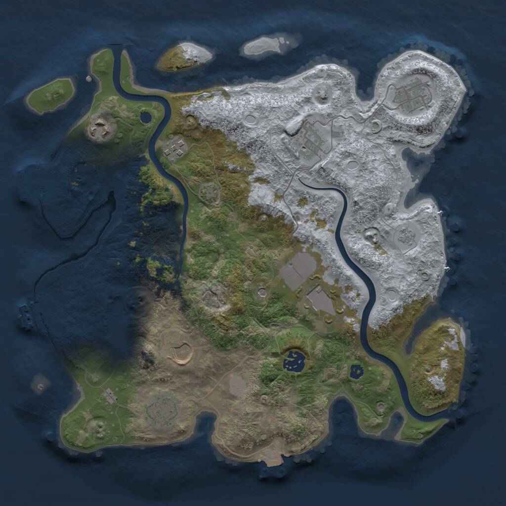 Rust Map: Procedural Map, Size: 3500, Seed: 32852, 14 Monuments