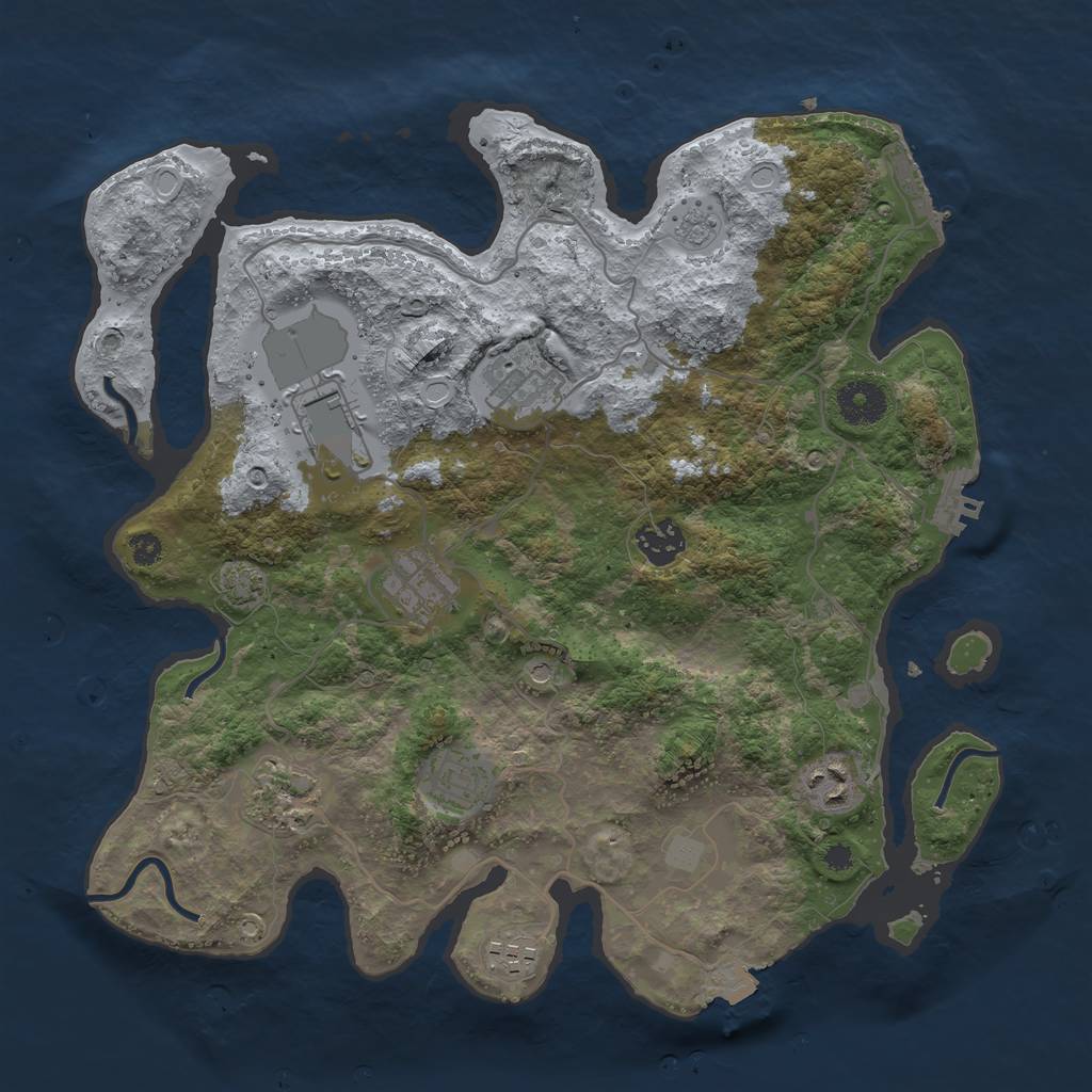 Rust Map: Procedural Map, Size: 3500, Seed: 1121621510, 16 Monuments