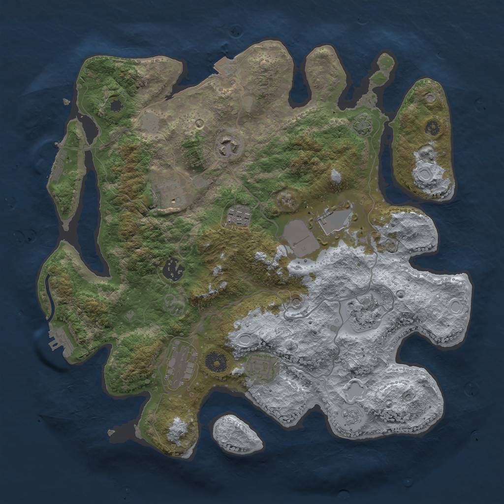 Rust Map: Procedural Map, Size: 3500, Seed: 1694977154, 16 Monuments