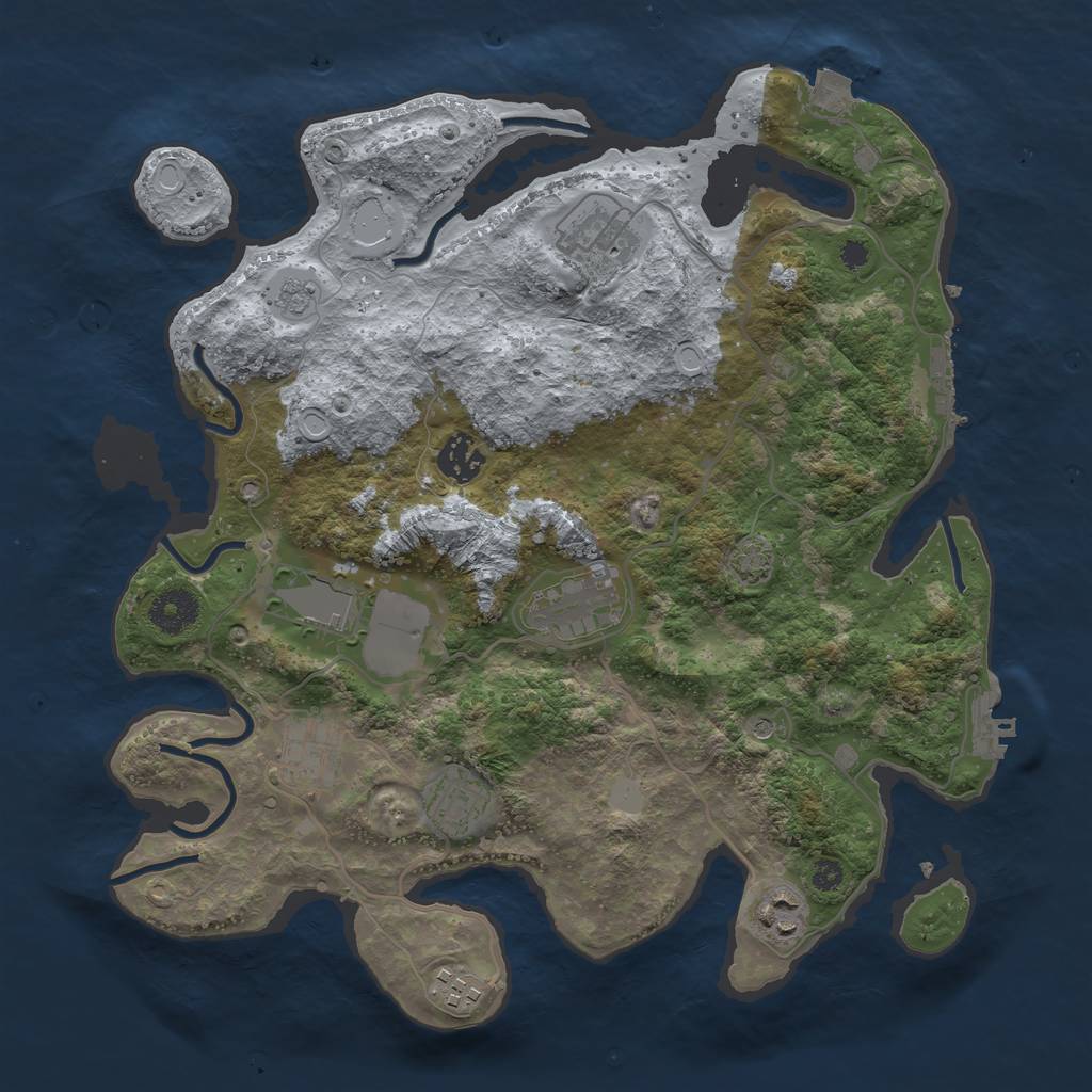 Rust Map: Procedural Map, Size: 3500, Seed: 283461283, 16 Monuments