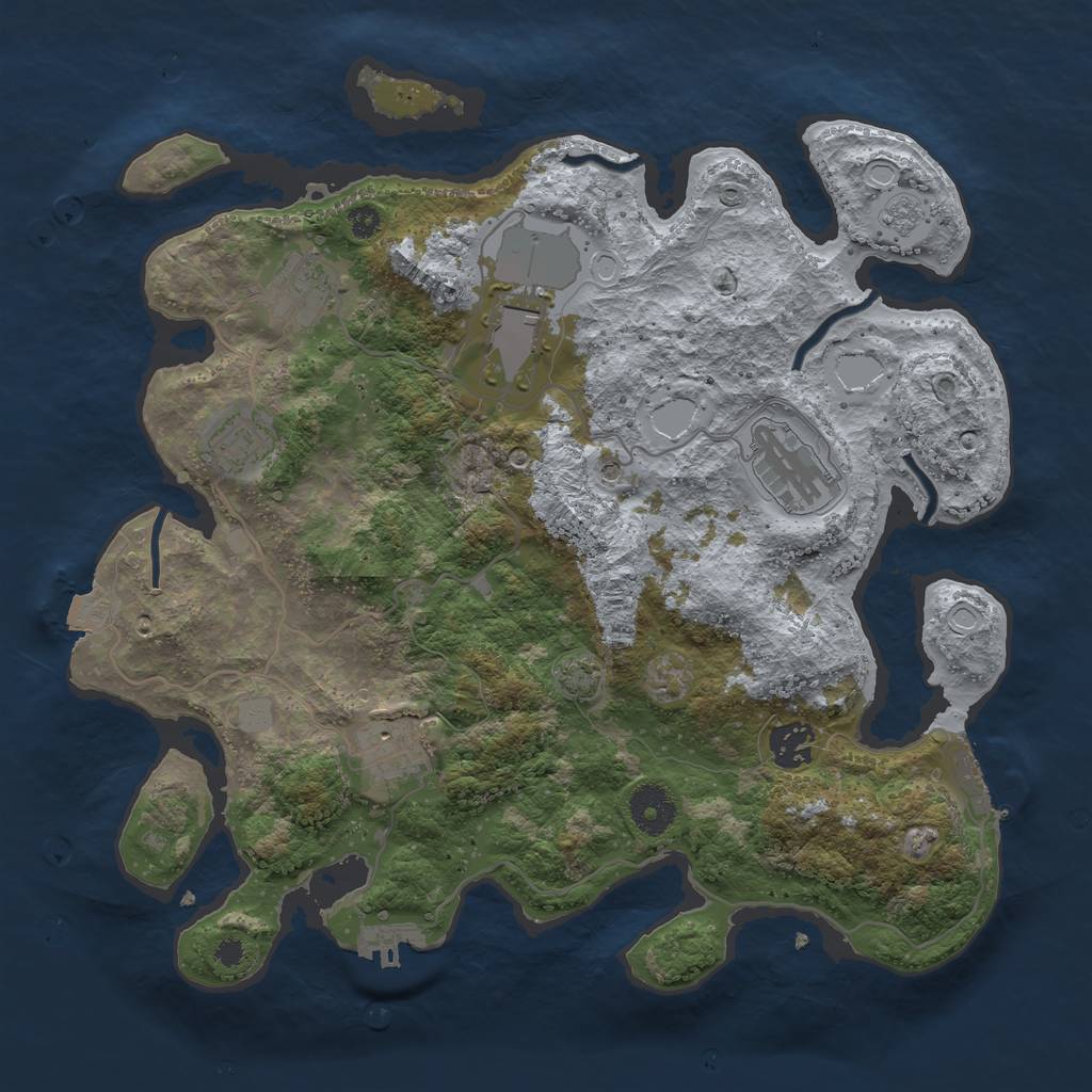 Rust Map: Procedural Map, Size: 3500, Seed: 693505430, 14 Monuments