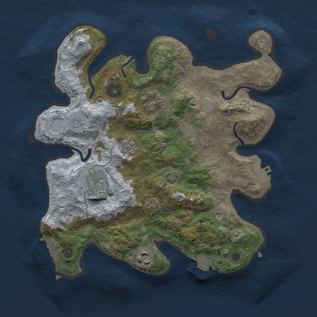 Rust Map: Procedural Map, Size: 3000, Seed: 1826, 12 Monuments