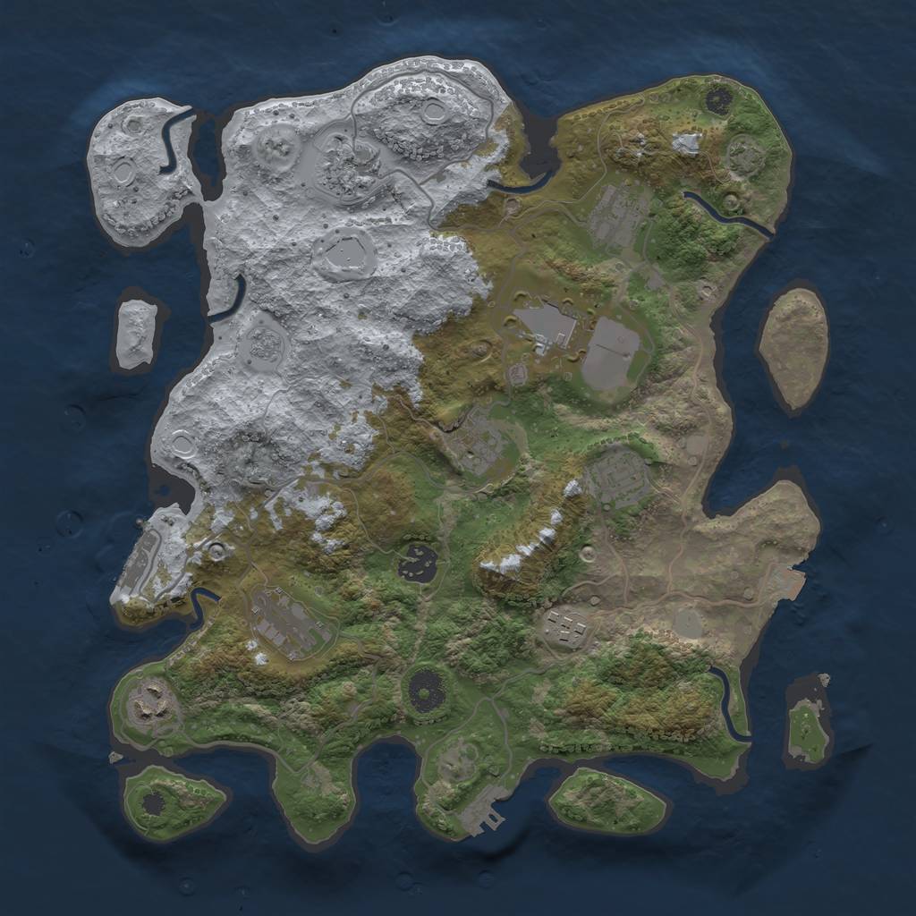 Rust Map: Procedural Map, Size: 3500, Seed: 1651, 16 Monuments
