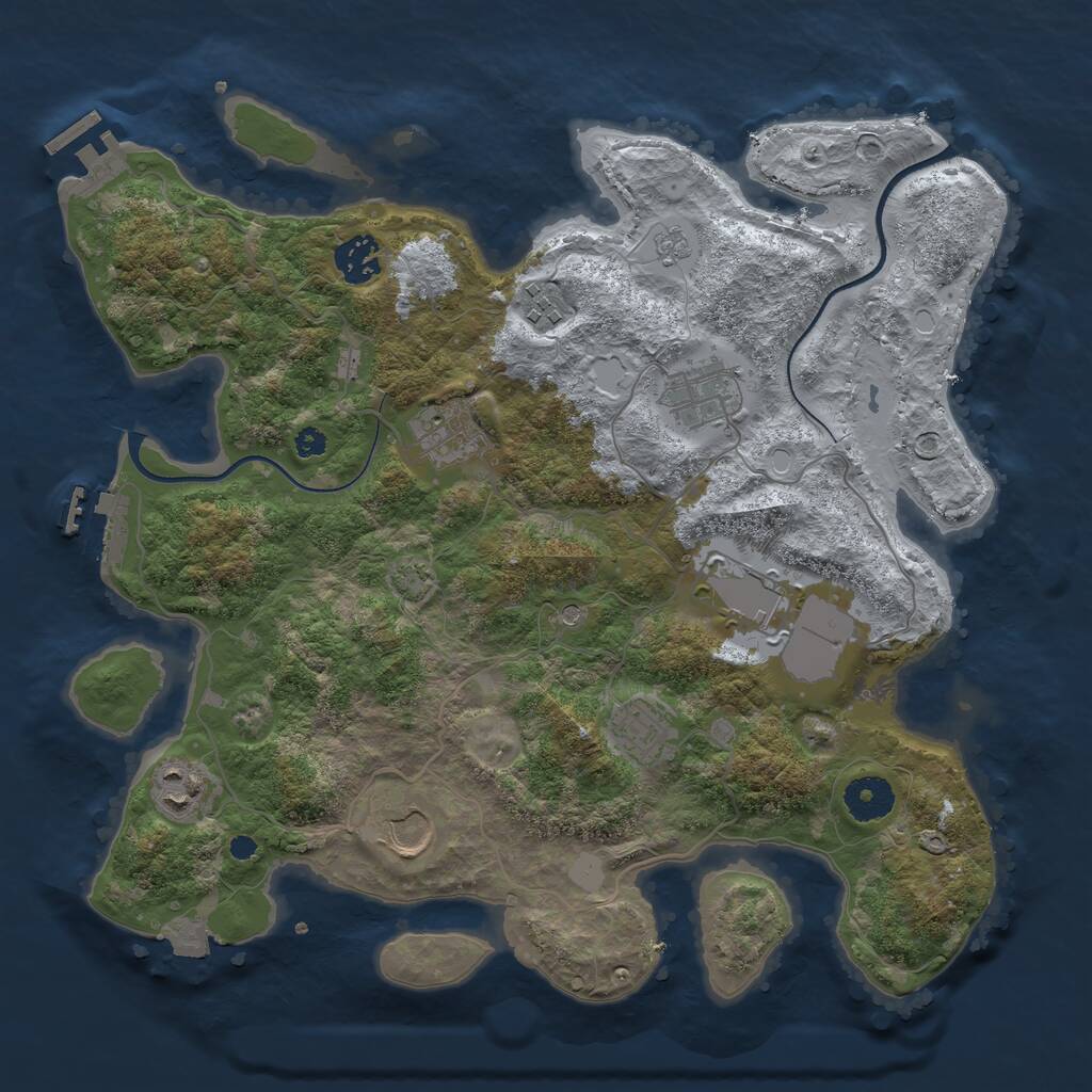 Rust Map: Procedural Map, Size: 3500, Seed: 1014222054, 14 Monuments