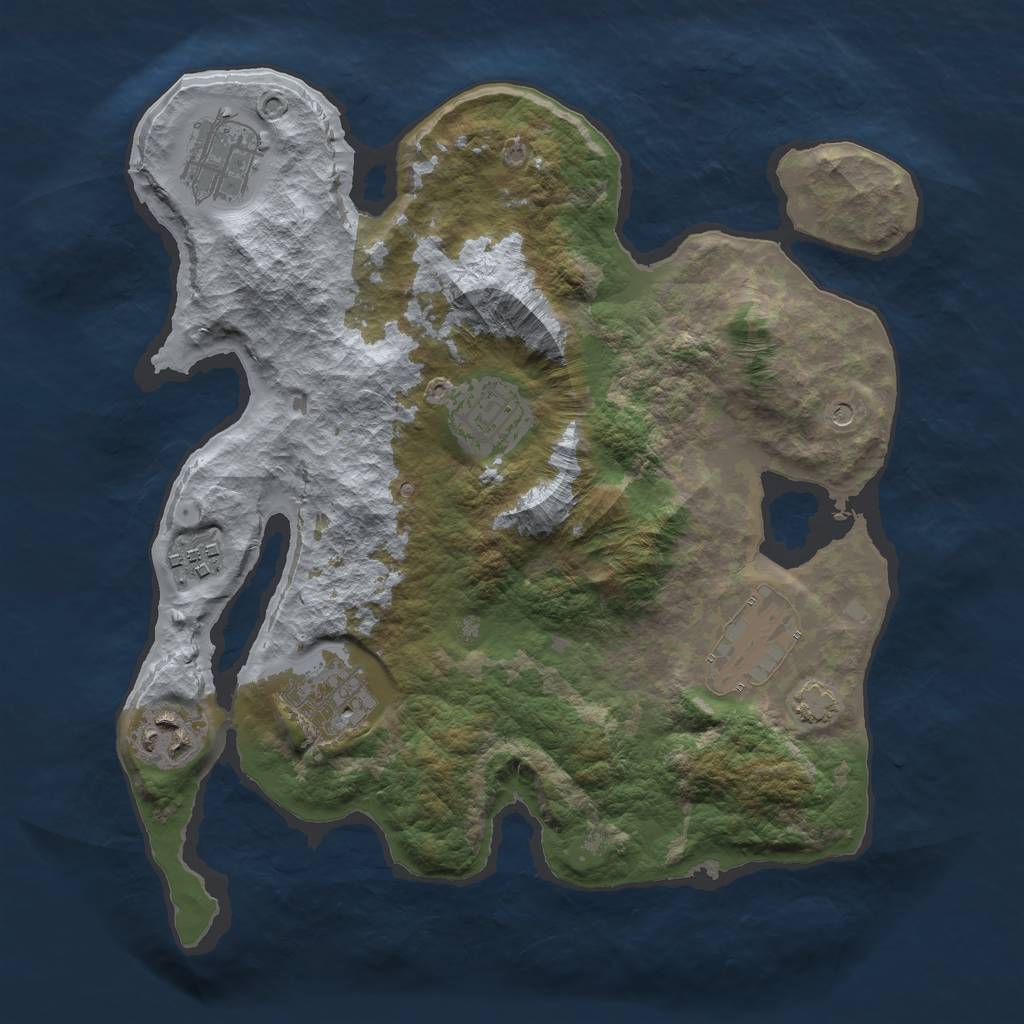 Rust Map: Barren, Size: 3000, Seed: 1338952662, 10 Monuments