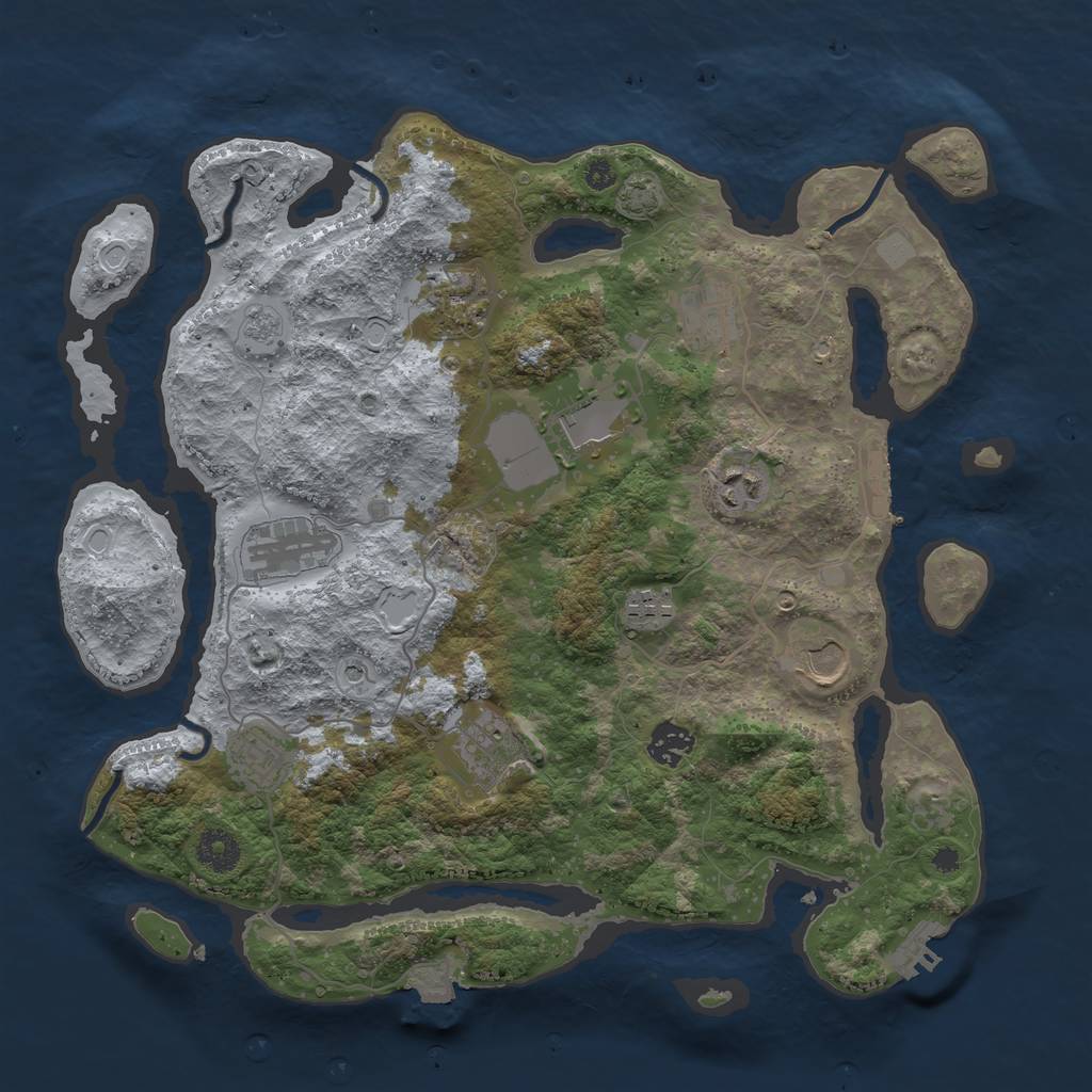 Rust Map: Procedural Map, Size: 3700, Seed: 827822550, 18 Monuments